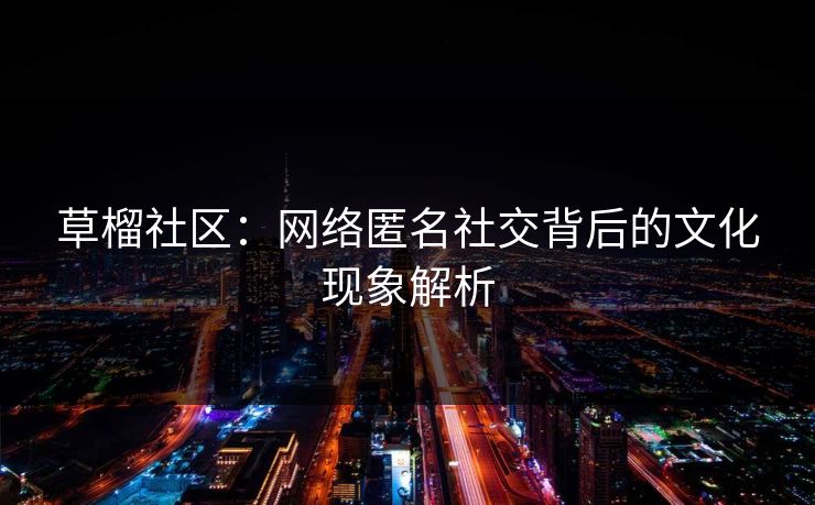 草榴社区：网络匿名社交背后的文化现象解析