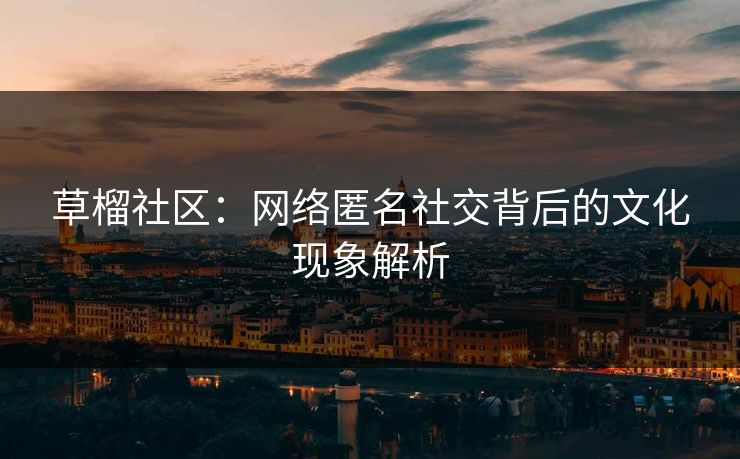 草榴社区：网络匿名社交背后的文化现象解析