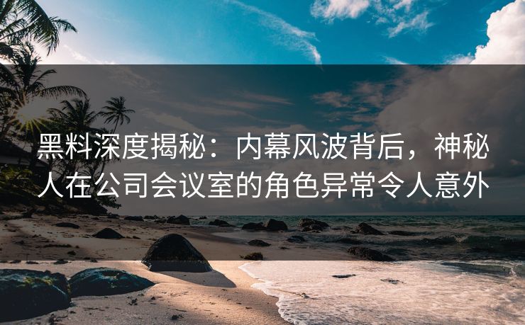 黑料深度揭秘：内幕风波背后，神秘人在公司会议室的角色异常令人意外